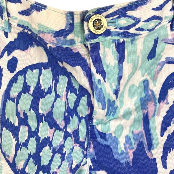 Lilly Pulitzer Short Pineapple Print White, Blue, Aqua 14 - Picture 2 of 6